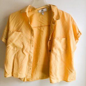Flowy, Cropped Yellow Button Up